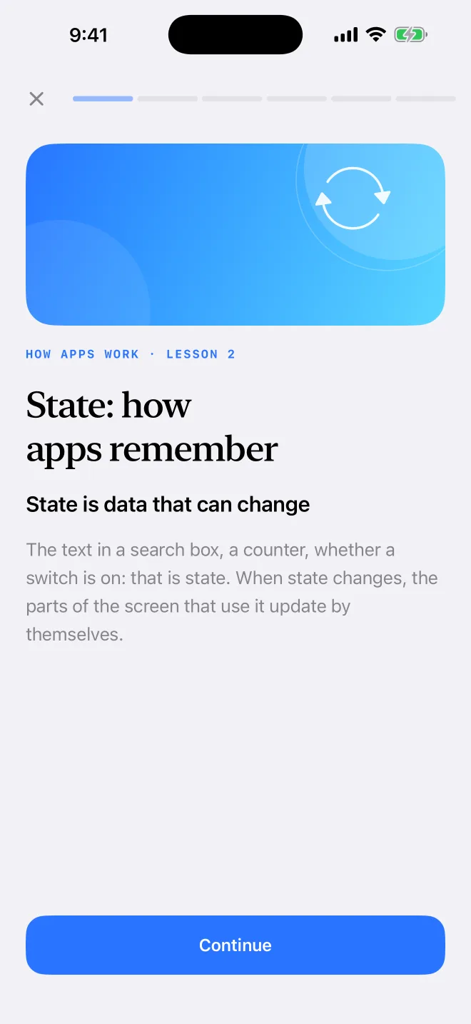 A lesson card about state